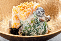 柿と菊菜の白和え