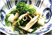 菜の花としめじ、小松菜ののおひたし